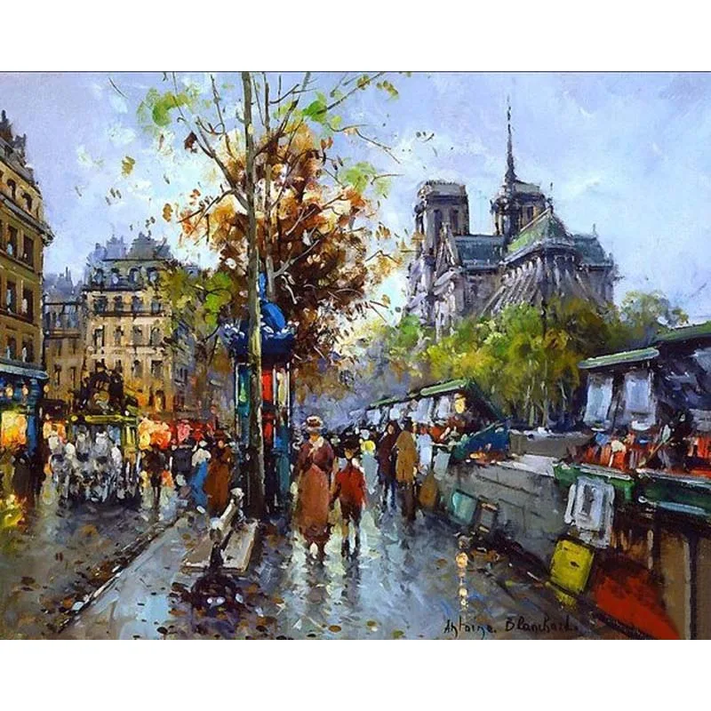 

Painting By Numbers DIY Dropshipping 50x65 60x75cm Impression street view Landscape Canvas Wedding Decoration Art picture Gift