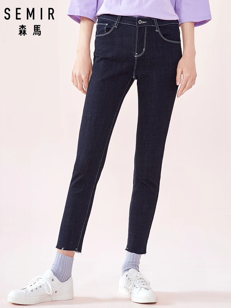 SEMIR женские облегающие джинсы с высокой посадкой хлопковые укороченные