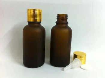 

12pcs 30ml amber or brown glass Essential oil empty bottles with gold as caps/1oz frosted glass bottle with stoppers