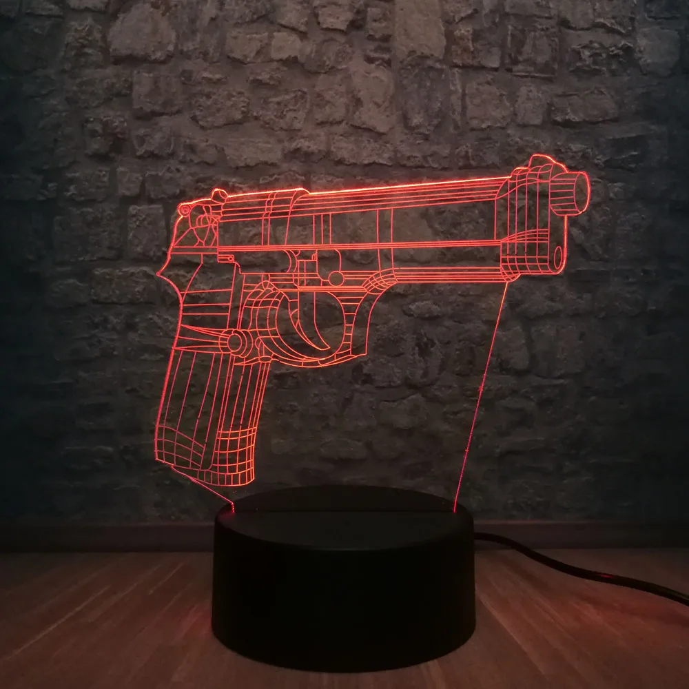 

New Battle Royale Game PUBG TPS Pistol Gun Rifle 3D Night Light USB Blub 7 Color Change Boy Room Decor Christmas Gift Kid Toys