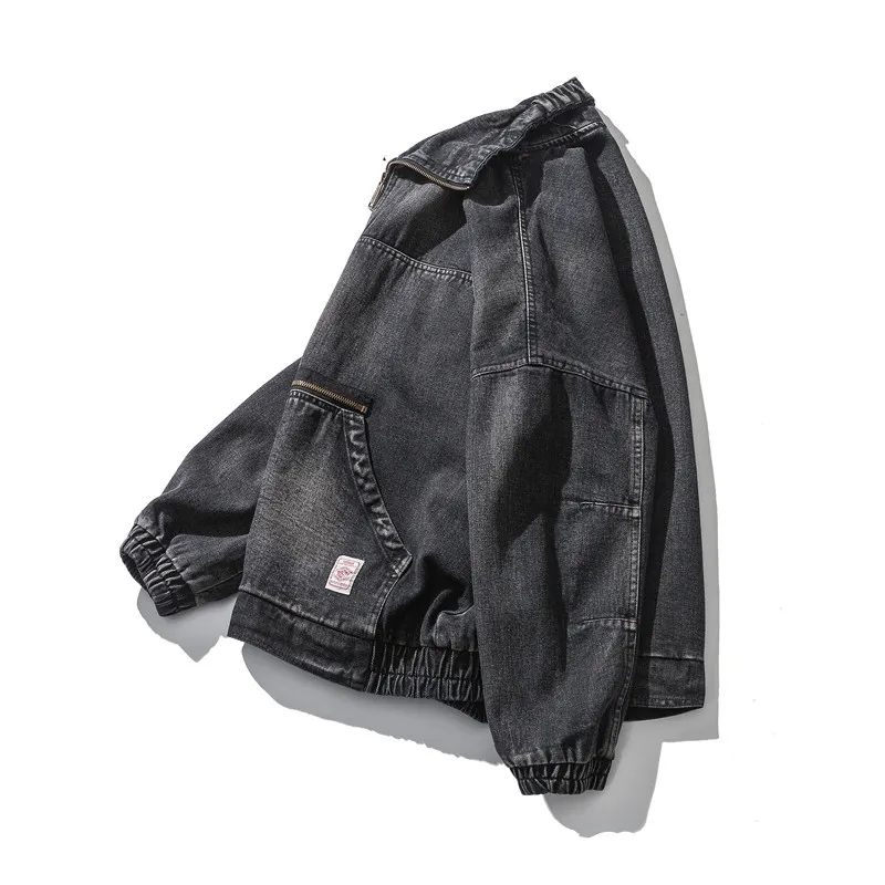 half black half white denim jacket