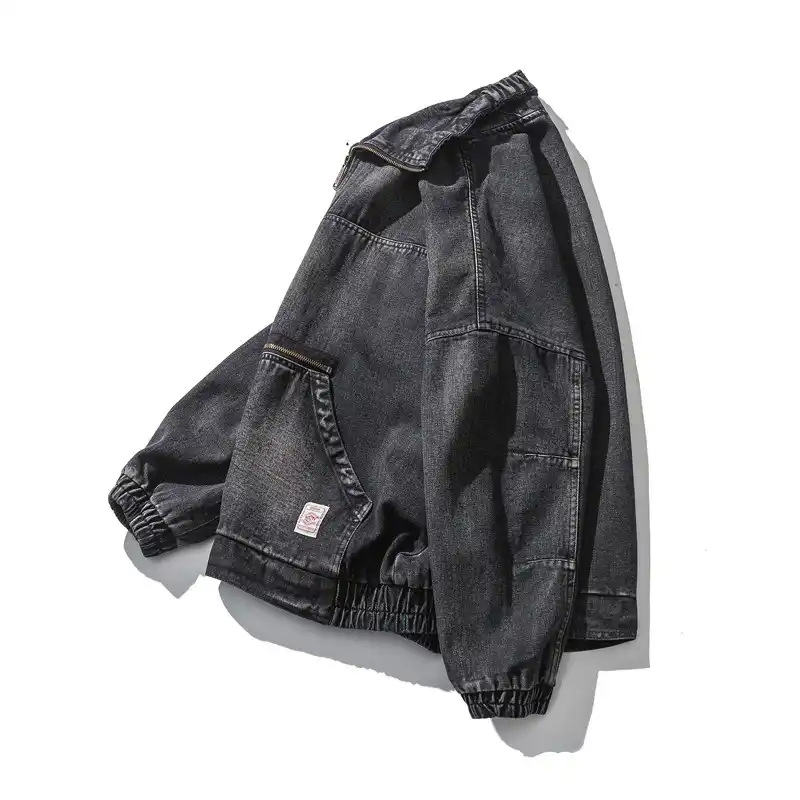 half black half white denim jacket