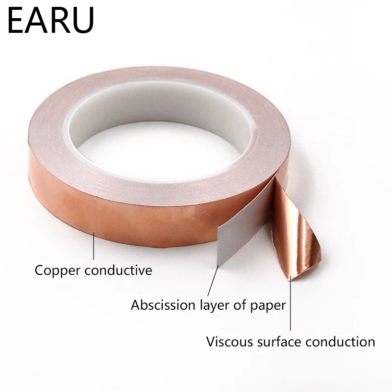 20 метров односторонняя проводящая медная фольга лента клейкая EMI экранирующая теплостойкая лента 2 мм 3 мм 4 мм 5 мм 6 мм 8 мм 10 мм