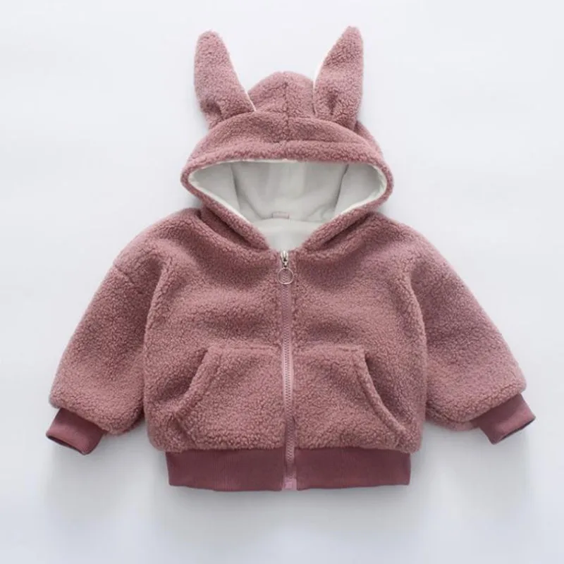 Rabbit Hooded Baby Coat Cotton Baby Winter Jacket 2-6 Years Baby Boys Girls Winter Coat