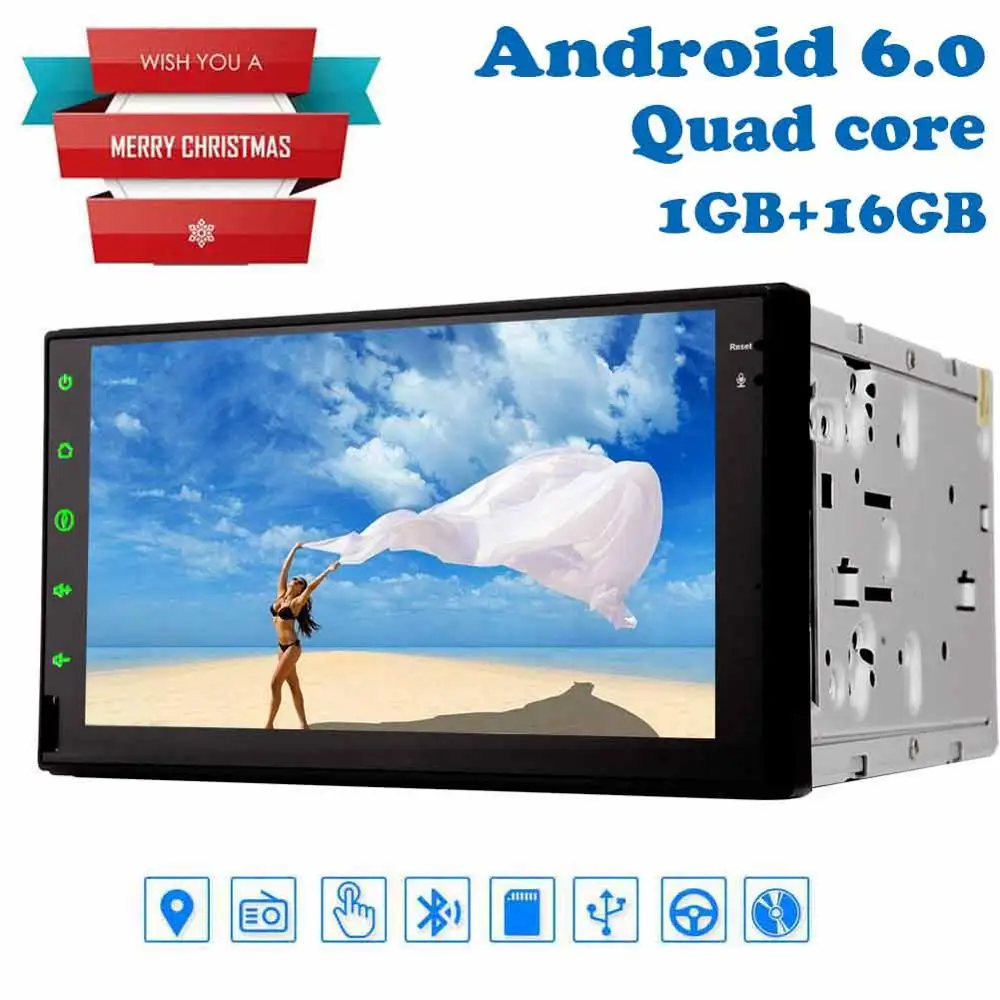 1080 p видео 7 ''Android 6,0 Quad core 1 Гб без dvd плеер головное устройство двойной din в Поддержка OBD2, набор беспроводной связи по стандарту Bluetooth+ 3D gps карта