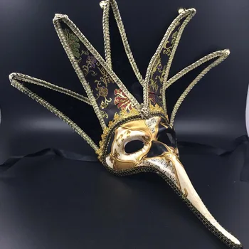 

1pc Half Face Christmas Masquerade Mask Halloween Party Venetian Retro Plastic Long Nose Masks