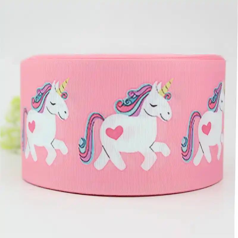 2m X 25mm Rosa Unicornio sueños de cinta de raso.