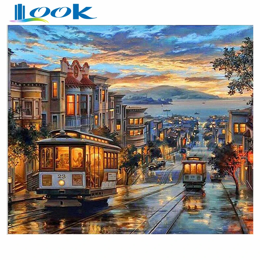 

DIY Digital Painting by numbers ABSTRACT landscape Sunset coloring paint by numbers on canvas picture wall art home decoration