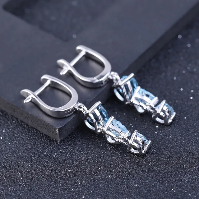 GEMS BALLET-pendientes de plata de primera ley y Topacio azul para mujer, aretes, plata esterlina 925, Circonia cúbica, zirconia, circonita, zirconita, piedra preciosa en forma de gota GEMS BALLET-pendientes de plata de primera ley y Topacio azul para mujer, aretes, plata esterlina 925, Circonia cúbica, zirconia, circonita, zirconita, piedra preciosa en forma de gota