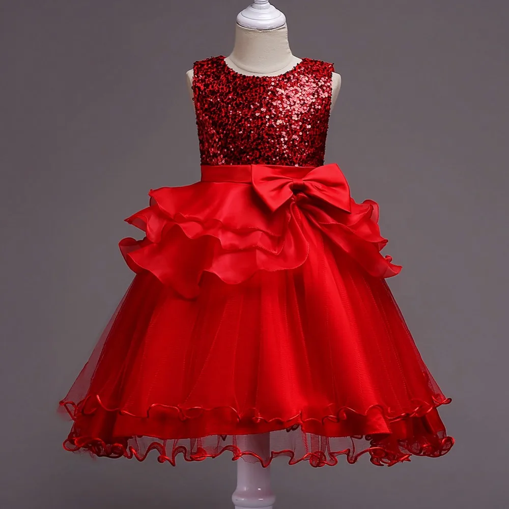 

2018 New Girls Sequin Dancing Costumes Spring Sleeveless Pink Cute Baby Birthday party Evening dress Child Piano Performance