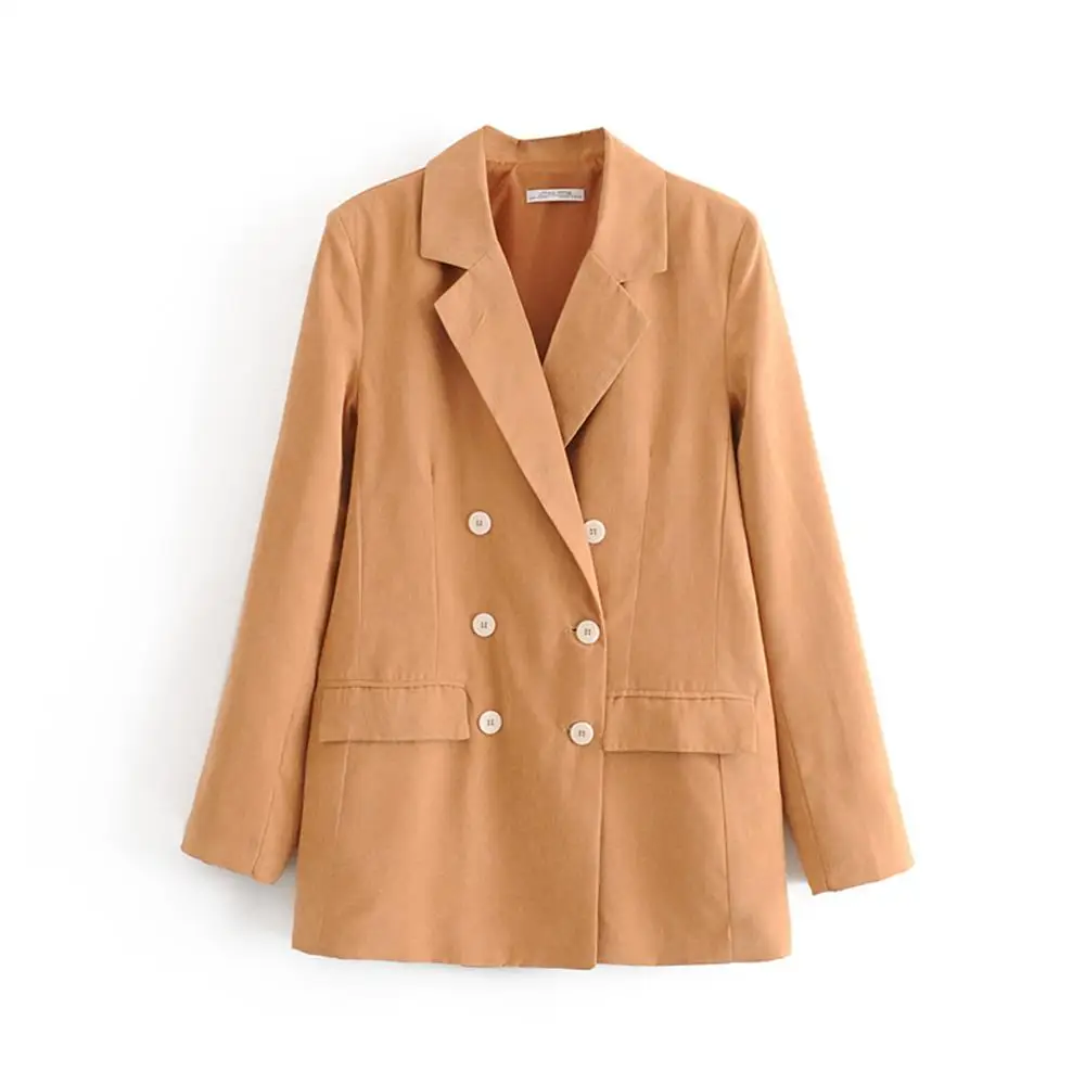 

Euro-American Style Fall 2019 New Women's Fashion Hundreds of Slim French Loose Pure Double-breasted Suit Jacket