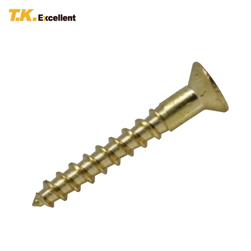 T.K.EXCELLENT 100 Pcs / Lot Gold Color Brass Phillips Wood Screws for