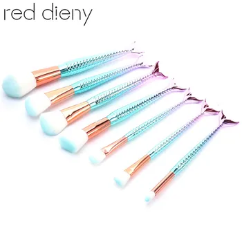 

New 7/8pcs Mermaid Make Up Bruses Set Eyebrow Eyeliner Blush Blending Contour Foundation Cosmetic Beauty Makeup Brushes Tools