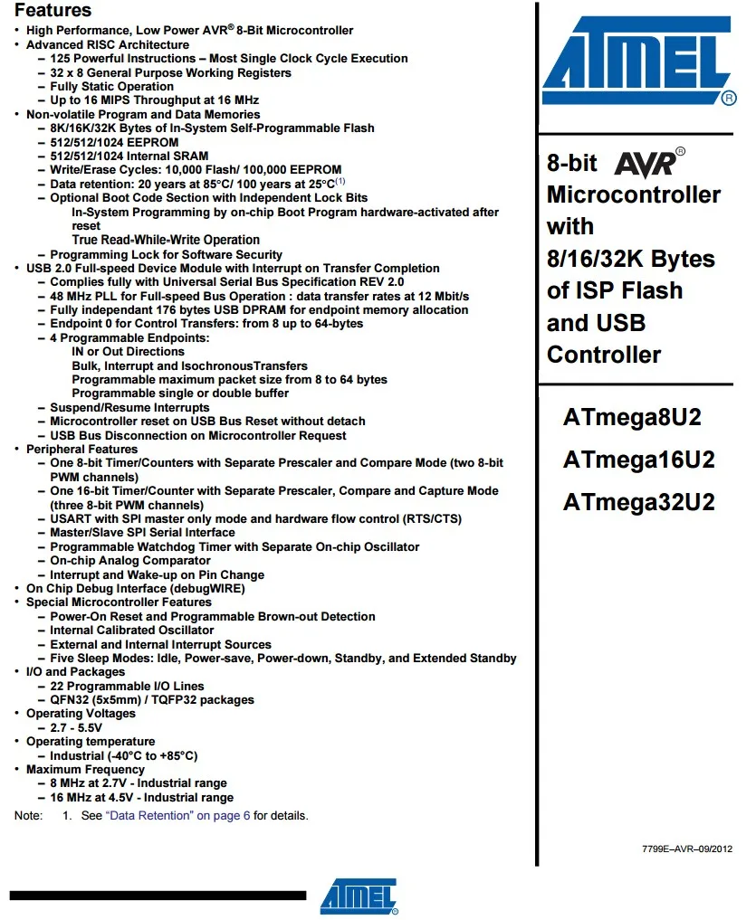 ATMEGA32U2-MU INFO