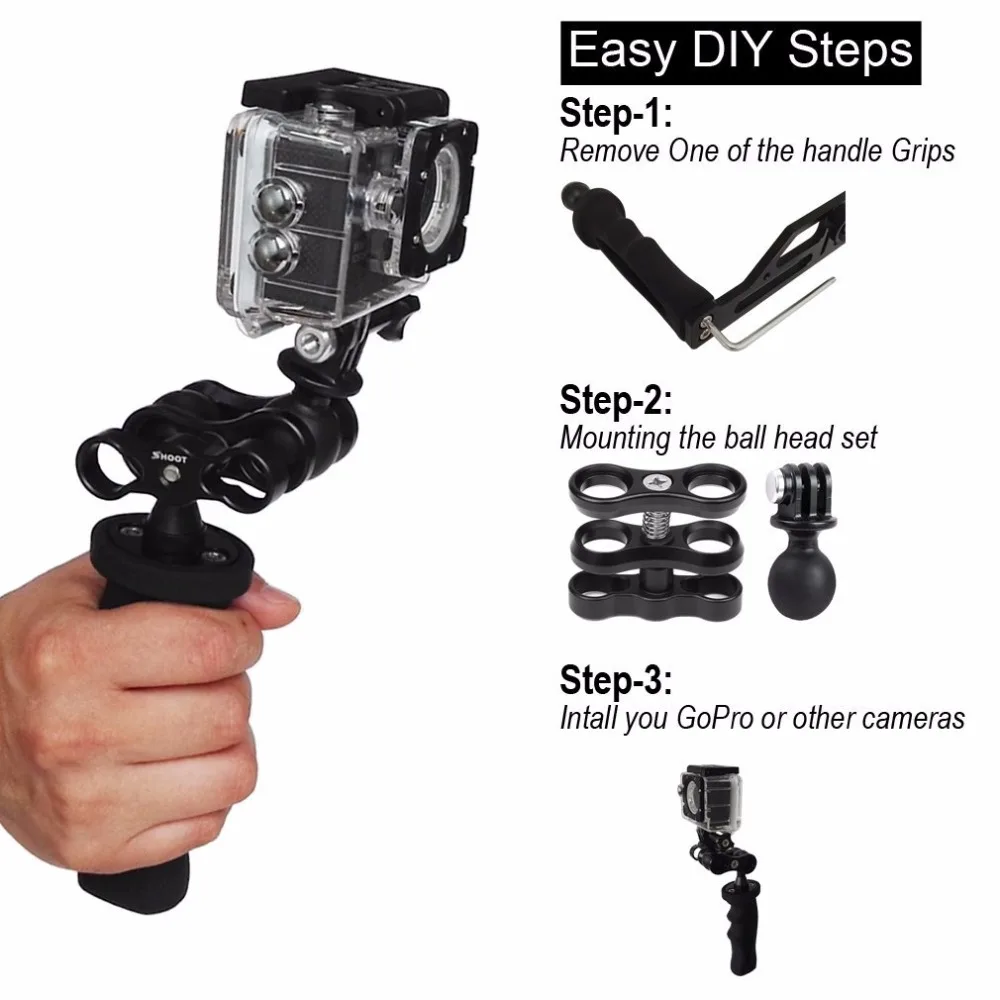 Двойной Ручной Стабилизатор поднос шариковая головка крепление для GoPro Hero 6 5 4