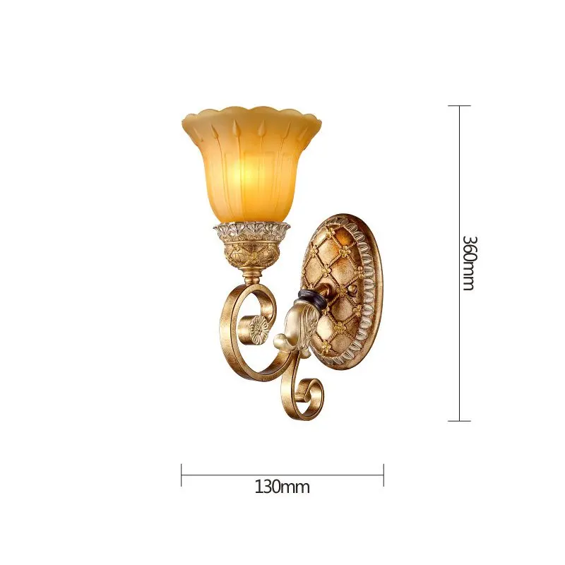 Европейский Винтаж смолы спальня настенный светильник роскошная вилла балкон настенное освещение резьба держатель из смолы стена коридора бра - Цвет абажура: One Head
