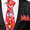 New Casual Floral Cotton Ties And Pocket Square Sets Flower Print Skinny Necktie For Men Mens Neck Tie Cravat 6cm Slim Neckties ► Photo 2/6
