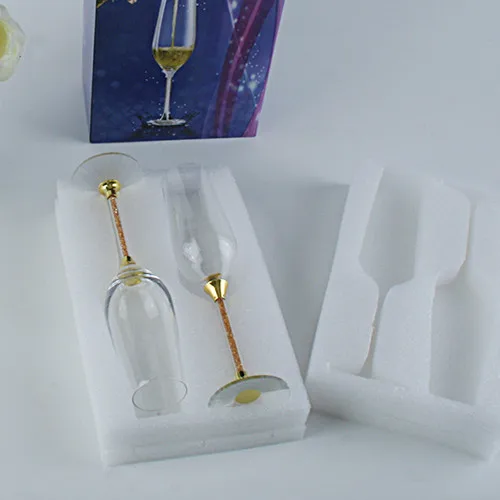 2pcs With Color Box Набор стеклянных бокалов золотого цвета для шампанского, роскошный и модный дизайн в хрустальной подставке, 120 мм стеклянный стержень, бокал для вина - Цвет: 2pcs With Color Box