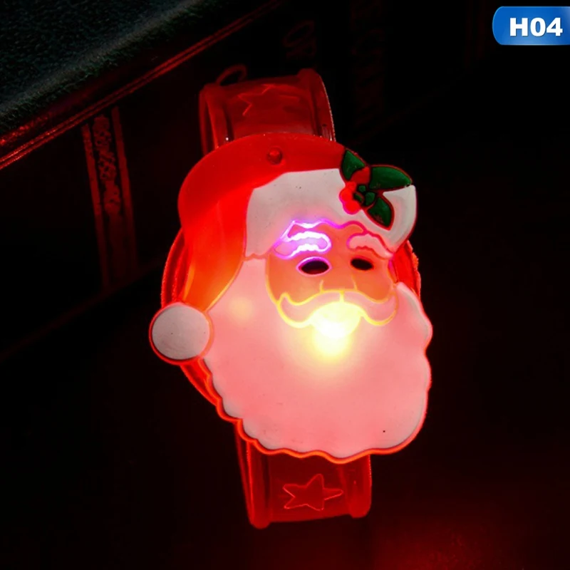 1 шт. браслеты в рождественском стиле для мальчиков и девочек вспыхивающий ремешок Блестящий; с подсветкой браслеты Санта-Клауса игрушки для подарка Chirldren - Цвет: H04