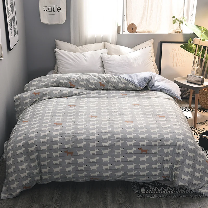 

Cartoon Cute White Bear Pattern 100% Cotton Soft Bedding Duvet Cover Linen Bed Sets 1pc Cotton Quilt Cover Bedspread 220x240cm