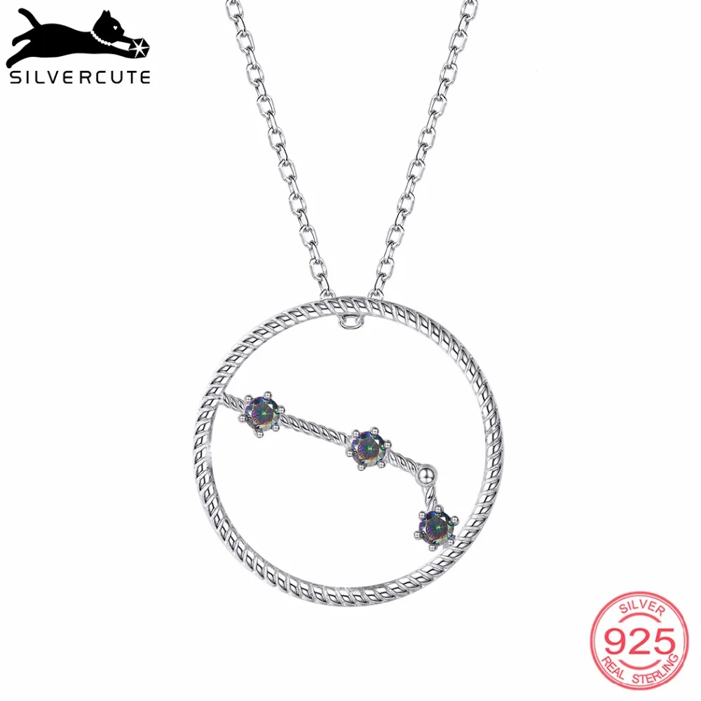 Silvercute подлинное серебро 925 пробы Созвездие овна женское ожерелье с красочный