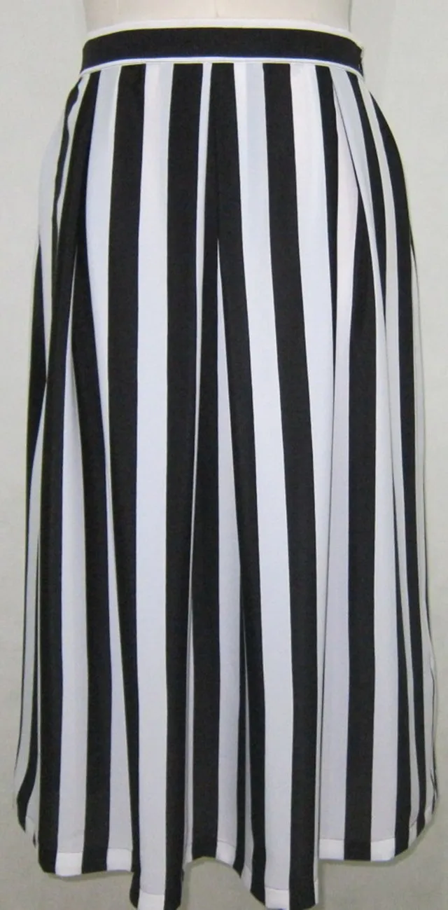 Летние стильные женские модные повседневные юбки размера плюс 3XS-8XL в черно-белую полоску средней длины, плиссированные длинные шифоновые юбки Saias