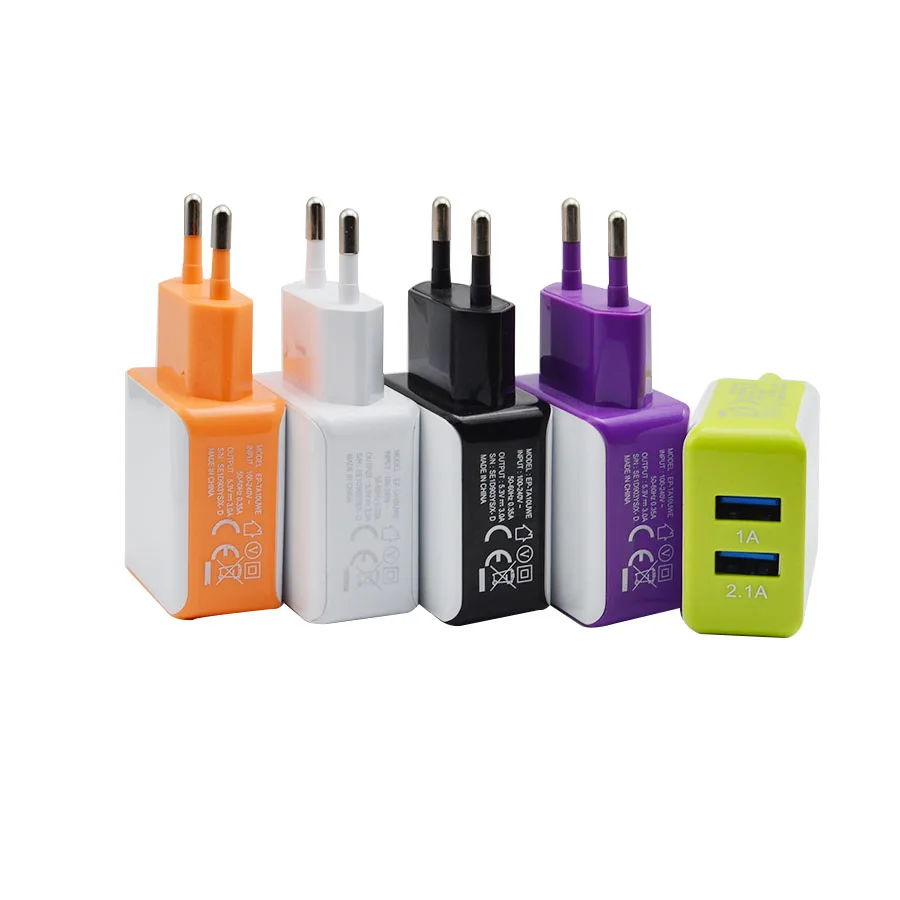  Europe Portable 2 USB Double Port Plug Wall Charger EU Travel AC Power Adapter For iPhone Samsung Galaxy Phone Accessories 