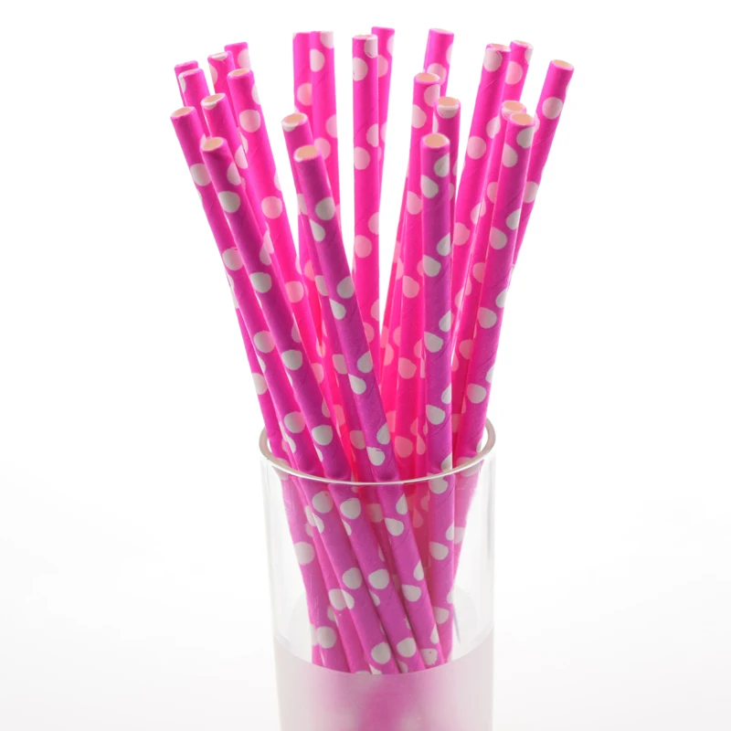 

25pcs/lot Dot Chevron Pink Paper Drinking Straws Polka Dot Party Wedding kids birthday ecoration event supplies Straws