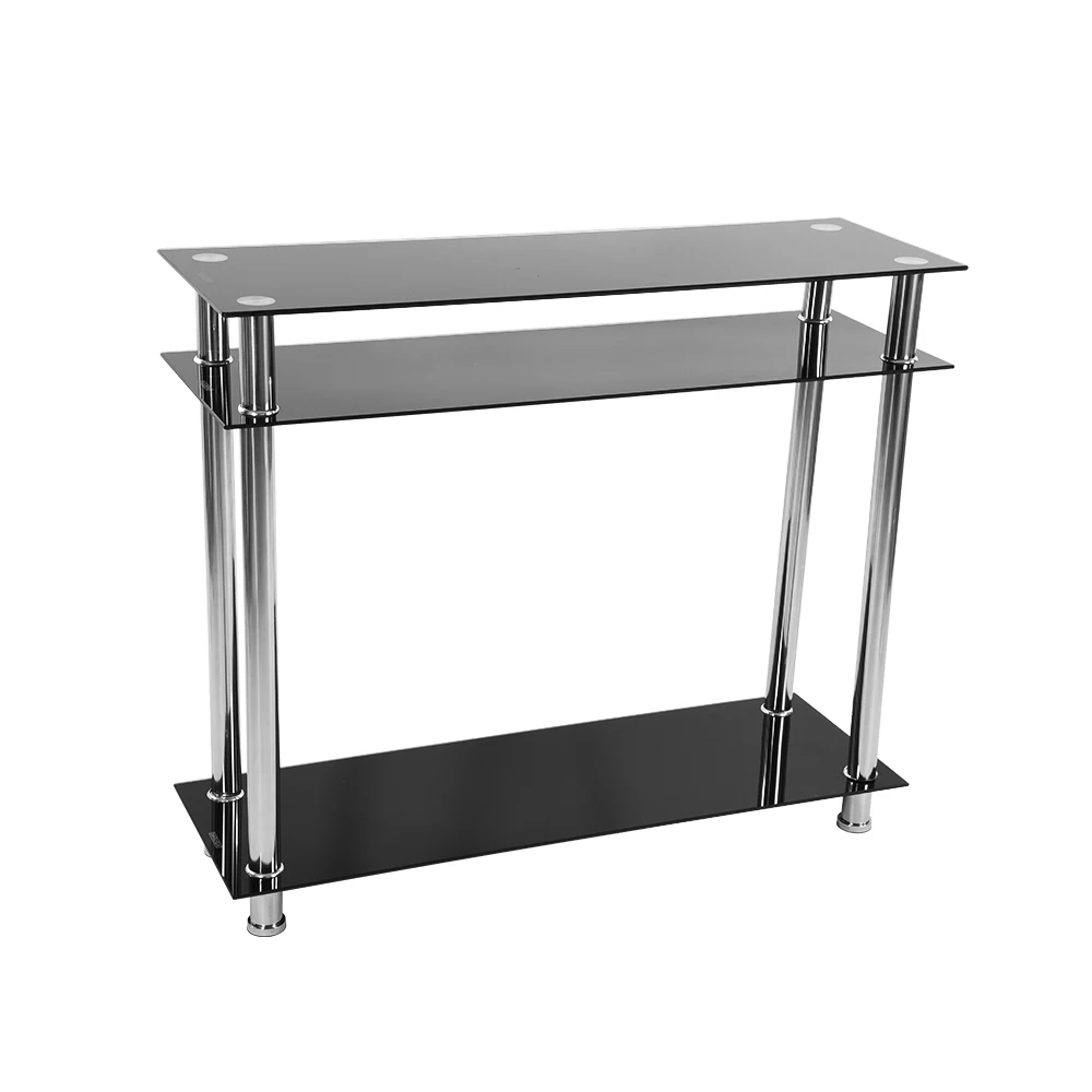 Modern French Style Tempered Glass Vitreous End Table Chrome Console Table Living Room Furniture Dropshipping Modern French Style Tempered Glass Vitreous End Table Chrome Console Table Living Room Furniture Dropshipping
