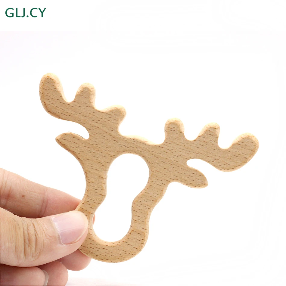 

Beech Wooden Deer Head 20pcs Can Chew DIY Baby Nursing Accessories Teething Jewelry Montessori Toys Baby Teether