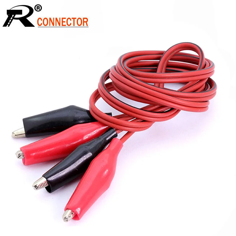 10pcs/lot 1M Length 28mm Alligator Clip Test Probe Leads Cable Double