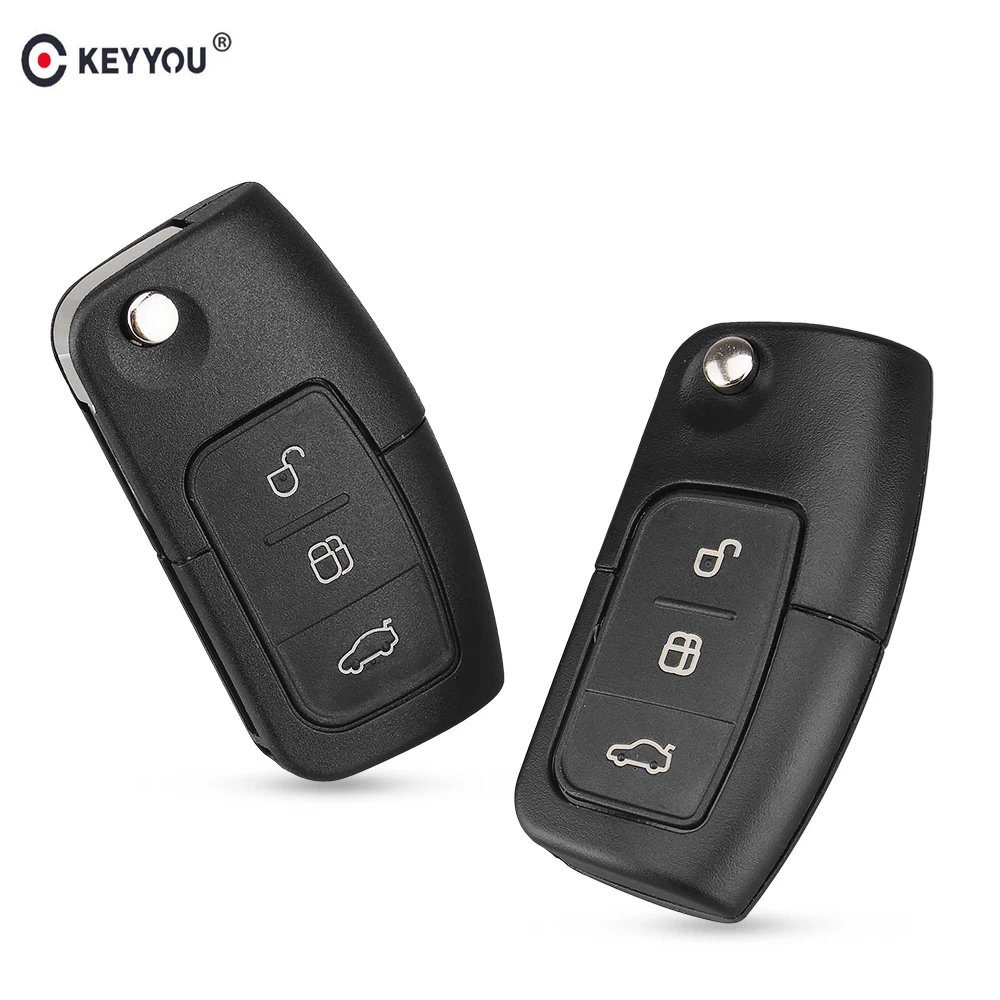 

KEYYOU 433MHz 4D60 Chip 3 Button Flip Folding Remote Control car Key for Ford Focus 2 3 mondeo Fiesta key Fob Case HU101 Blade