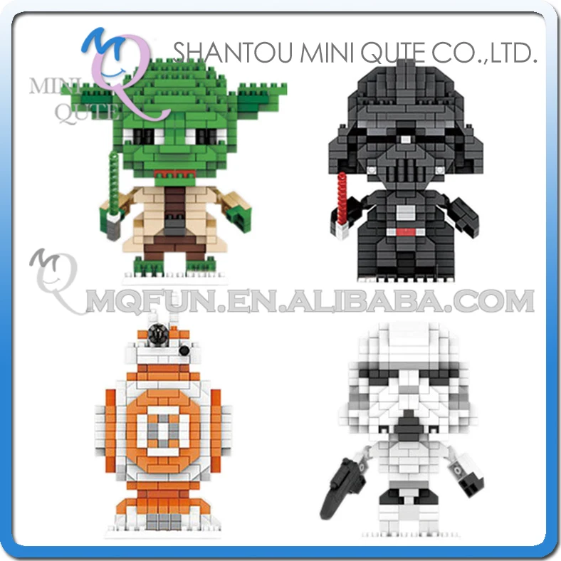 Mini Qute LNO Kawaii Star War Stormtrooper yoda Darth Vader plastic movie building font b blocks