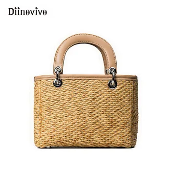 

DIINOVIVO Women Bohemian Bali Handbag Summer Handmade Flap Tote Crossbody Shoulder Beach Bag for Girl Rattan Straw Bags WHDV0049