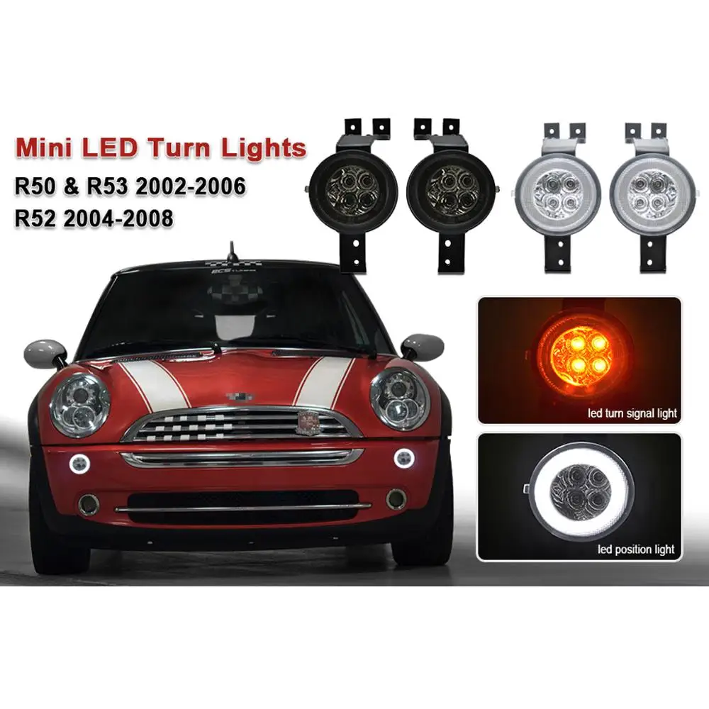 US $110.87 Front White LED DRL Parking Light Turn Signal Lights For MINI R50 R52 R53