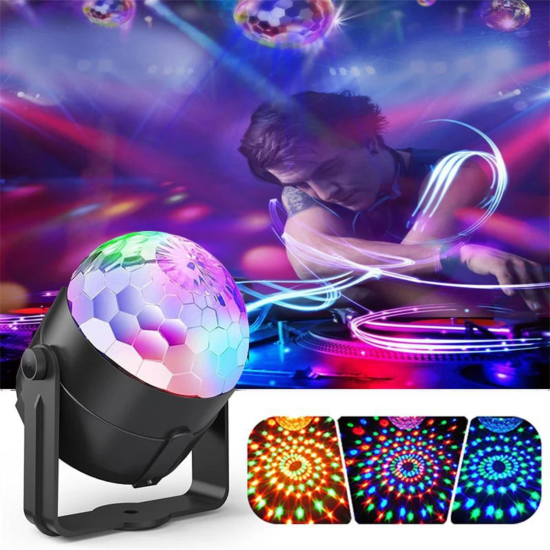 Mini Magic Rotating Stage Light USB 6W Music Control Colorful LED