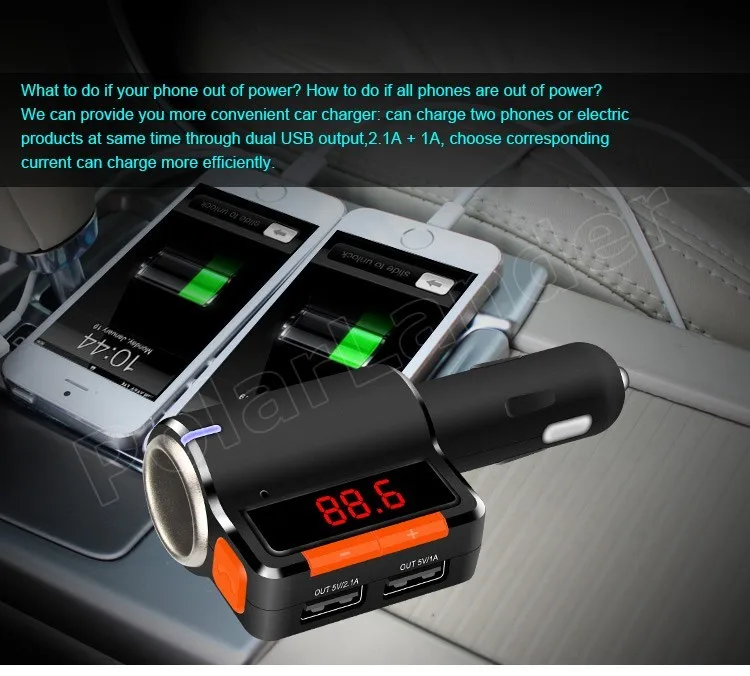 Hands Free беспроводной Bluetooth FM передатчик+ AUX модулятор Автомобильный комплект MP3-плеер TF SD USB ЖК дисплей автомобиля интимные аксессуары