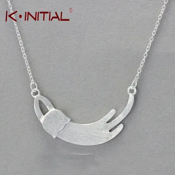 Kinitial 1Pcs 2017 New Necklace Women Luxury Fashion 925 Silver Jewelry Cat Pendants Necklaces Mother Day Gift Drop Shipping