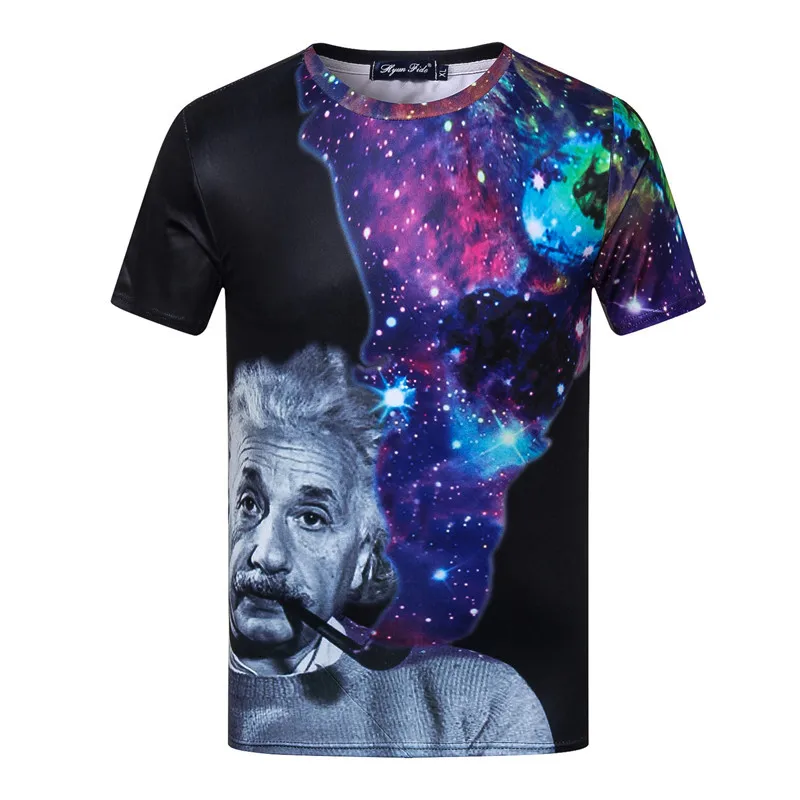 

ZOGAA 2019 Short-sleeved T-shirt in Summer Albert Einstein Pipe Digital Printing Pattern Couple Tee streetwear