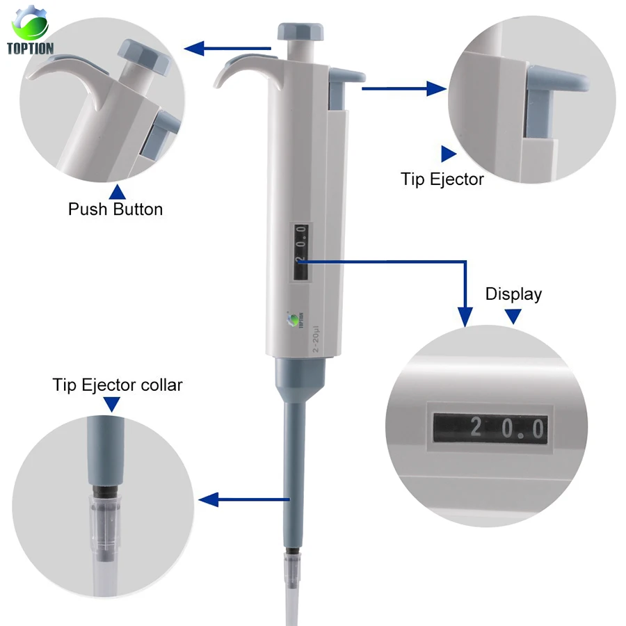 250ul Lab Pipet, Single Channel Tetap Pipet Volume Mikro, Pipet Untuk