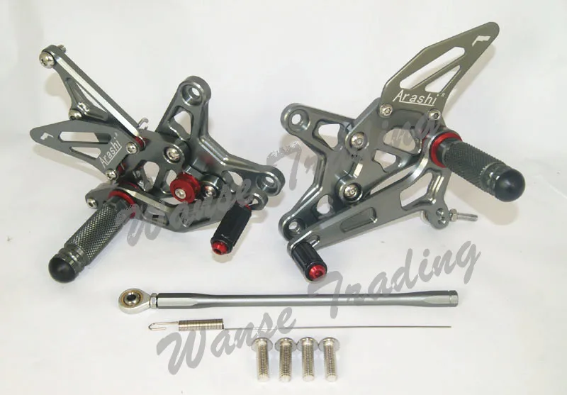 Adjustable Rider Rear Sets Rearset Footrest Foot Rest Pegs Gray For Kawasaki Ninja ZX 6R ZX6R