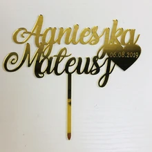 Персонализированные Свадебный торт Топпер, Пользовательские невесты и жениха названия с датой торт Топпер, Mr и Mrs свадебный торт Топпер Декор поставки