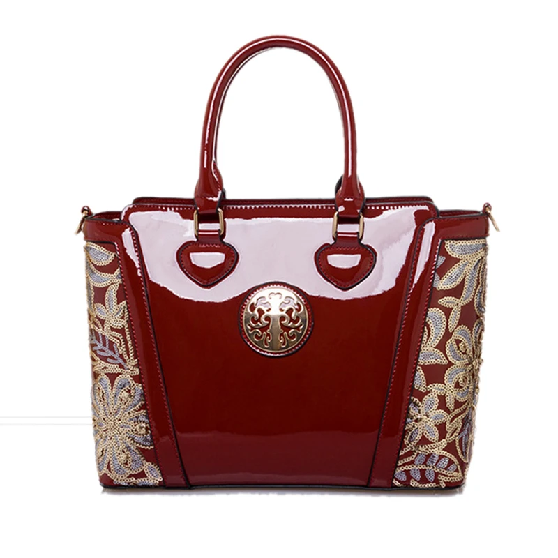 

New European Pu Leather Bag Women Handbag 2017 Fashion Tote Lady's Embroidery Print Shopping Ms Bags Hollow Out Big Totes Sac