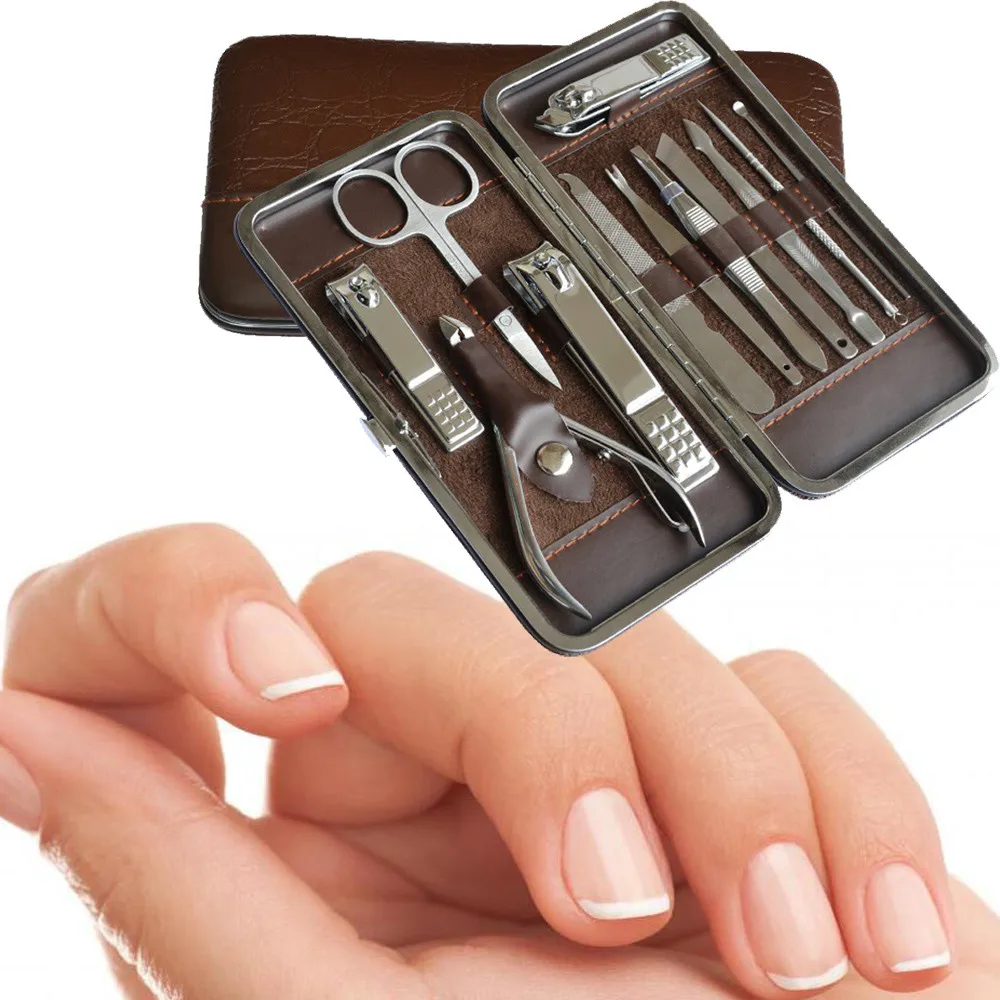 

OUTTOP Cutter Clippers Stainless Steel Manicure Pedicure Ear pick Nail-Clippers Set 12 in 1 Tweezers For Nail Drop Shipping HW