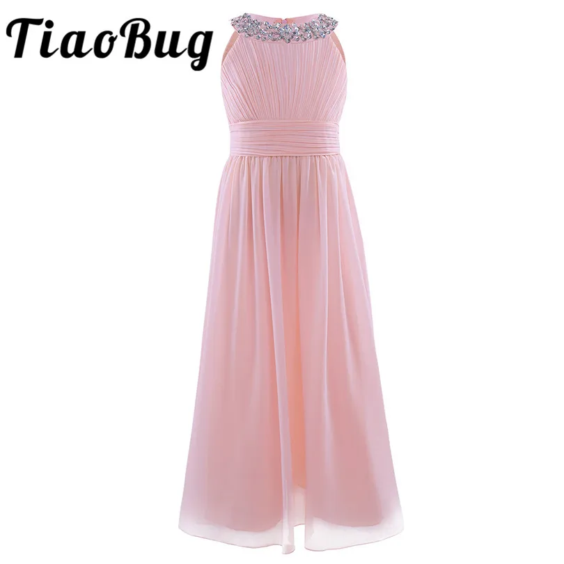 

2020 New Arrival Summer Floor Length Flower Girl Dresses Princess Birthday Pageant First Communion Chiffon Party Long Maxi Dress