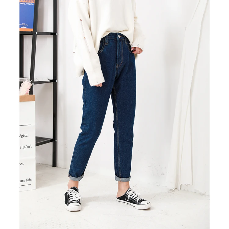 High Waist Skinny Fashion Boyfriend Blue Jeans for Women Vintage Girls Slim Ripped Denim Pencil Pants