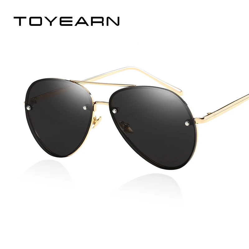 2020 neue Mode Marke Design Vintage Randlose Pilot Sonnenbrille Frauen Männer Retro Klare Linse Beschichtung Spiegel Sonnenbrille für_voghion.com