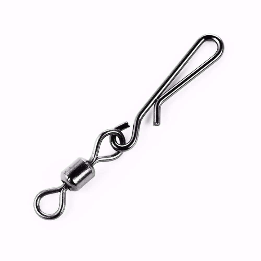 

100PCS 2# 4# 6# 8# 10# Stainless Steel Fishing Swivels Interlock Rolling Swivel With Hooked Snap Fish Hook Connector Lure Tools