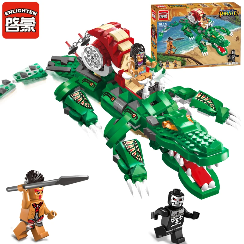 

ENLIGHTEN 1310 Model building Blocks pirates Angry crocodile 3D Educational toys hobbies for children Compatible blocks