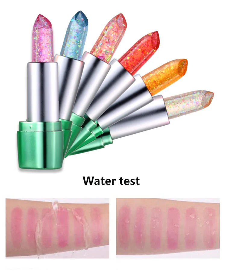 Angel Aloe Vera lipstick with diamond glitter cream moisturizing long lasting temperature change color jelly lipstick HF089